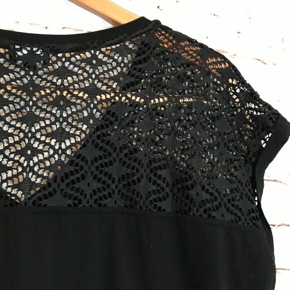 Talbots Dress Womens Medium Black Drawstring Mesh Lace Trim Pockets Stretch - Picture 14 of 15